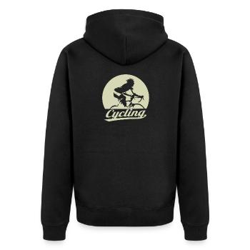 Cycling - Fahrrad Gravel Bike Radsport - Unisex Premium Bio Zip Hoodie - Schwarz - Hinten - Nico (187cm)
