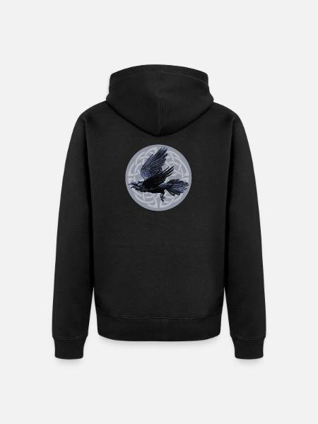 Raven Moon - Unisex Premium Organic Zip Hoodie - black