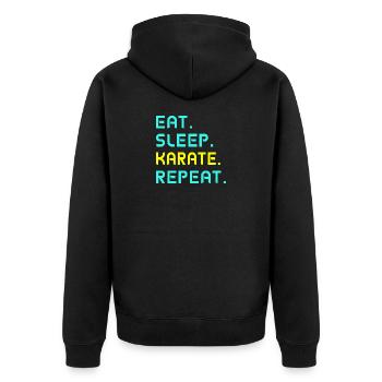 Eat. Sleep. karate. Repeat. - Unisex Premium Organic Zip Hoodie - black - Back - Nico (187cm)