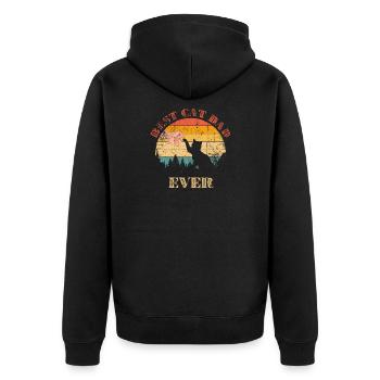 Erster Katzenpapa überhaupt - Unisex Premium Bio Zip Hoodie - Schwarz - Hinten - Nico (187cm)