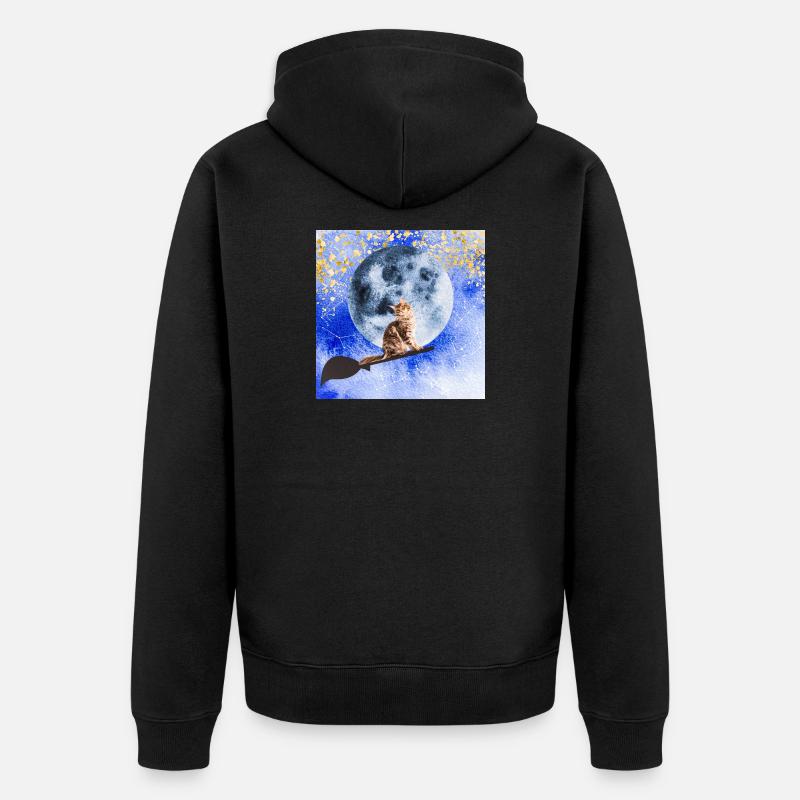 Cat wizard - Unisex Premium Bio Zip Hoodie - Schwarz