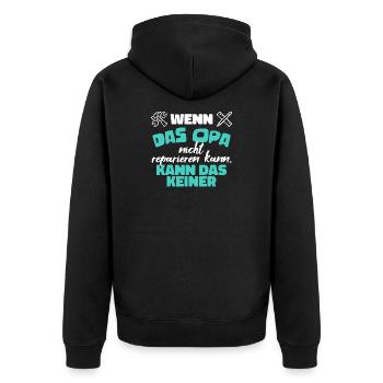 Großvater Humorvoll Statement Opa Enkelkind - Unisex Premium Bio Zip Hoodie - Schwarz - Hinten - Nico (187cm)