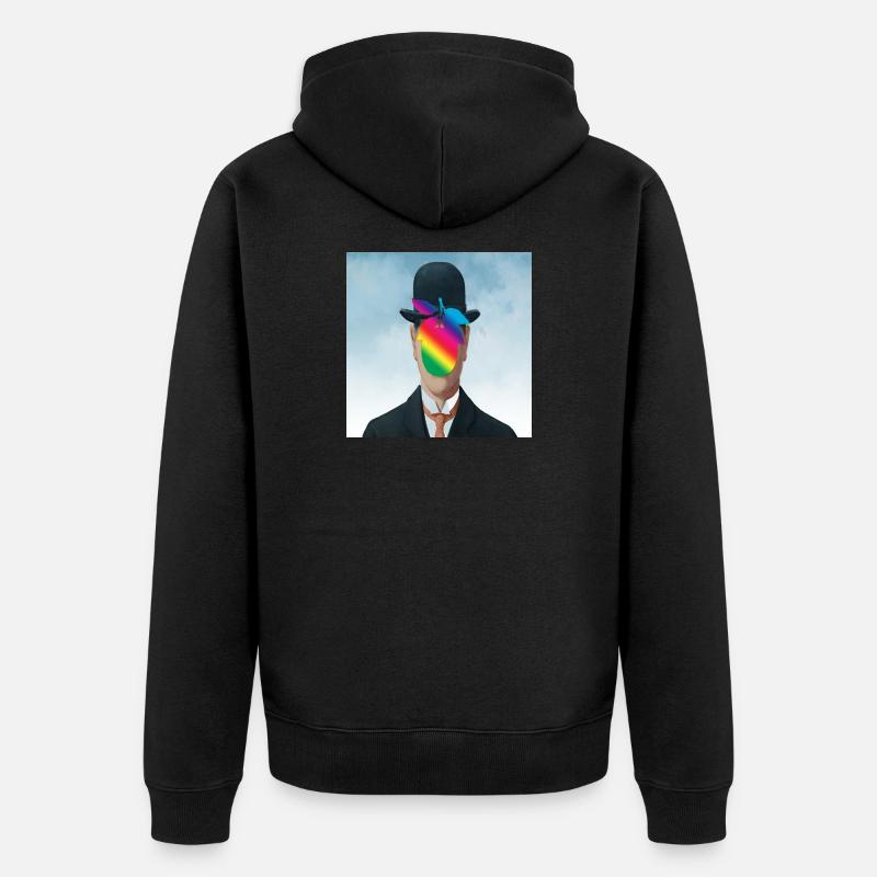 Arc-en-ciel Apple-Man - Veste à capuche bio Premium Unisexe - noir