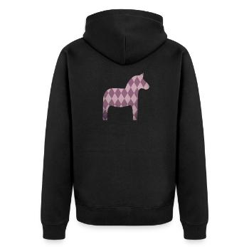 Dalapferd Rauten rosa Pferd Mädchen skandinavisch - Unisex Premium Bio Zip Hoodie - Schwarz - Hinten - Nico (187cm)