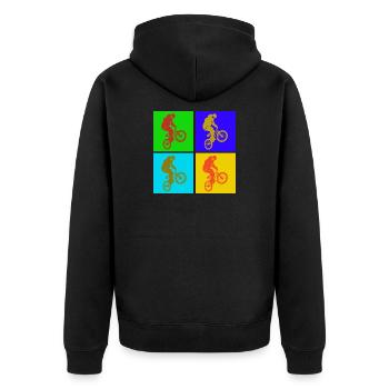 BMX Pop Art - Unisex Premium Organic Zip Hoodie - black - Back - Nico (187cm)