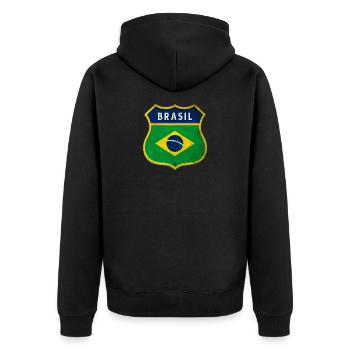 Drapeau armoiries du Brésil - Veste à capuche bio Premium Unisexe - noir - Dos - Nico (187cm)