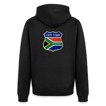 Le Cap Afrique du Sud Armoiries Drapeaux Design - Veste à capuche bio Premium Unisexe - noir - Dos - Nico (187cm)