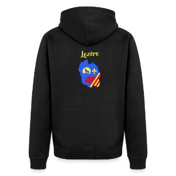 Lozère - Unisex Premium Bio Zip Hoodie - Schwarz - Hinten - Nico (187cm)