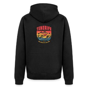 Tenerife beach design - Unisex Premium Organic Zip Hoodie - black - Back - Nico (187cm)