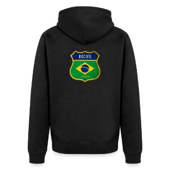 Recife Brésil Armoiries Drapeaux Design - Veste à capuche bio Premium Unisexe - noir - Dos - Nico (187cm)