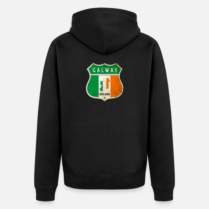 Galway Irlande Armoiries Drapeaux Design - Veste à capuche bio Premium Unisexe - noir