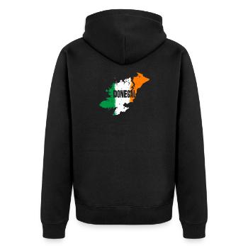 Donegal Irland County | Flagge Landkarte Kontur - Unisex Premium Bio Zip Hoodie - Schwarz - Hinten - Nico (187cm)