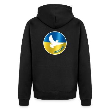Drapeau de la colombe de la paix de l’Ukraine - Veste à capuche bio Premium Unisexe - noir - Dos - Nico (187cm)