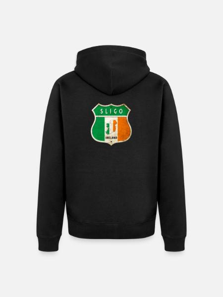 Sligo Irlande Armoiries Drapeaux Design - Veste à capuche bio Premium Unisexe - noir