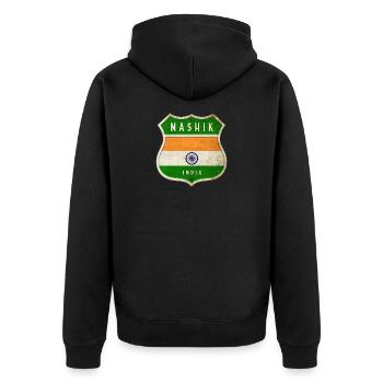 Nashik Inde Armoiries Drapeaux Design - Veste à capuche bio Premium Unisexe - noir - Dos - Nico (187cm)