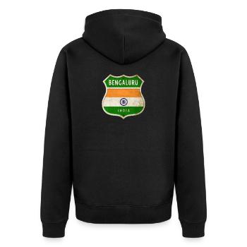 Bengaluru Inde Armoiries Drapeaux Design - Veste à capuche bio Premium Unisexe - noir - Dos - Nico (187cm)
