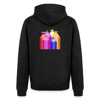 Peaks of Color - Unisex Premium Bio Zip Hoodie - Schwarz - Hinten - Nico (187cm)