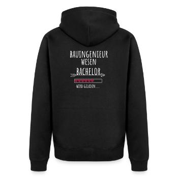 Bauingenieurwesen Bachelor Studium Geschenk - Unisex Premium Bio Zip Hoodie - Schwarz - Hinten - Nico (187cm)