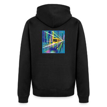 Abstrakte U-Bahn Berlin Graffiti Design - Unisex Premium Bio Zip Hoodie - Schwarz - Hinten - Nico (187cm)