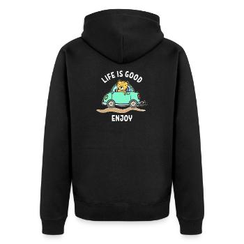 Auto Statement Autofahrer Autofahren Autoliebhaber - Unisex Premium Bio Zip Hoodie - Schwarz - Hinten - Nico (187cm)