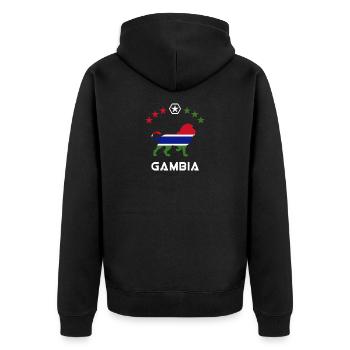 Design drapeau lion Gambie - Veste à capuche bio Premium Unisexe - noir - Dos - Nico (187cm)
