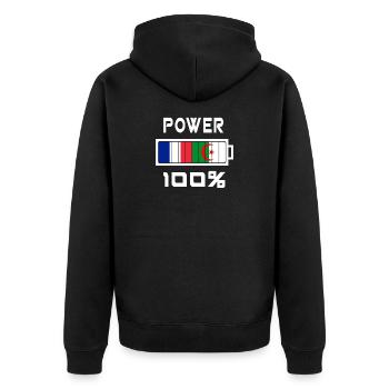 Algeria and France Power 100% - Unisex Premium Organic Zip Hoodie - black - Back - Nico (187cm)