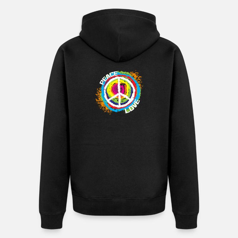 Liebe Frieden Spruch Friedenszeichen Weltfrieden - Unisex Premium Bio Zip Hoodie - Schwarz