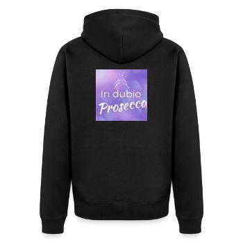 lustiger Spruch: "In dubio Prosecco" - Unisex Premium Bio Zip Hoodie - Schwarz - Hinten - Nico (187cm)