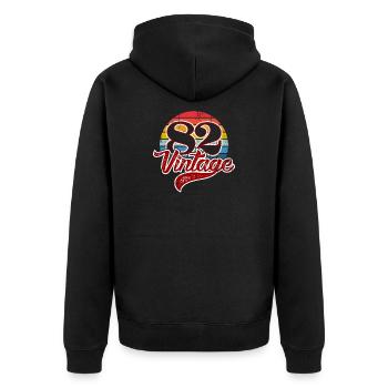 82 Vintage Rainbow Circle Logo - Unisex Premium Organic Zip Hoodie - black - Back - Nico (187cm)