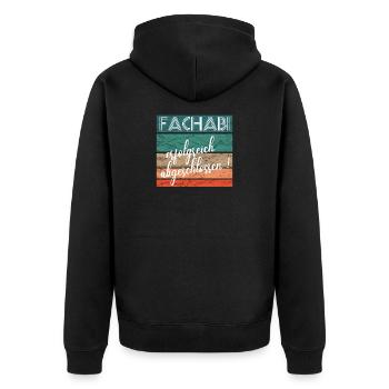 Fachabitur Fachabi Schulabschluss Geschenk - Unisex Premium Bio Zip Hoodie - Schwarz - Hinten - Nico (187cm)