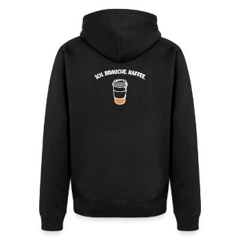 Kaffee Statement Kaffeetrinker Kaffeeliebhaber - Unisex Premium Bio Zip Hoodie - Schwarz - Hinten - Nico (187cm)