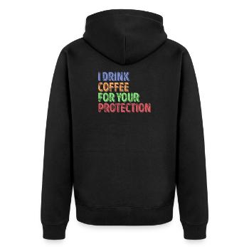 Caffeine Coffee Humorous Statement Coffee Lovers - Unisex Premium Organic Zip Hoodie - black - Back - Nico (187cm)