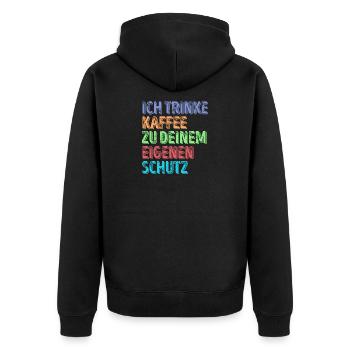 Kaffeeliebhaber Statement Kaffeetrinker Kaffee - Unisex Premium Bio Zip Hoodie - Schwarz - Hinten - Nico (187cm)