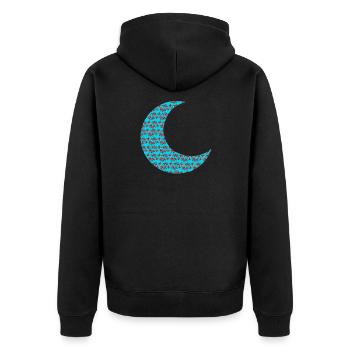 orientmuster Mondsichel, beliebtes naturmuster - Unisex Premium Bio Zip Hoodie - Schwarz - Hinten - Nico (187cm)
