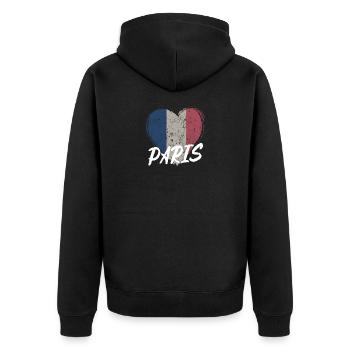 Retro-Abzeichen, Paris Frankreich ist meine Heimatstadt - Unisex Premium Bio Zip Hoodie - Schwarz - Hinten - Nico (187cm)