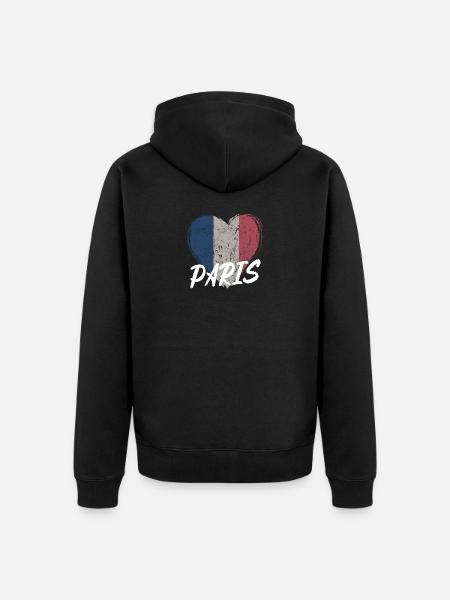 Retro-Abzeichen, Paris Frankreich ist meine Heimatstadt - Unisex Premium Bio Zip Hoodie - Schwarz