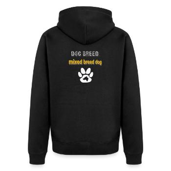 mischlinghalter, MixedBreed dog, coole hundesprüch - Unisex Premium Bio Zip Hoodie - Schwarz - Hinten - Nico (187cm)