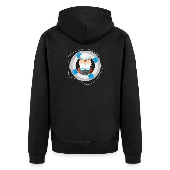 renard mignon en tant que marin dans un look marine - Veste à capuche bio Premium Unisexe - noir - Dos - Nico (187cm)