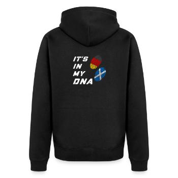 In meiner DNA Deutschland und Schottland - Unisex Premium Bio Zip Hoodie - Schwarz - Hinten - Nico (187cm)