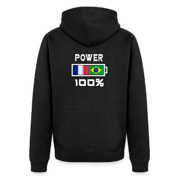 Le Brésil et la France alimentent 100% - Veste à capuche bio Premium Unisexe - noir - Dos - Nico (187cm)