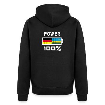 Deutschland und Ruanda Power 100% - Unisex Premium Bio Zip Hoodie - Schwarz - Hinten - Nico (187cm)