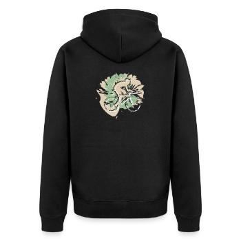 Du und dein Bike - Unisex Premium Bio Zip Hoodie - Schwarz - Hinten - Nico (187cm)