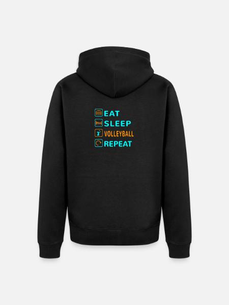 Eat. Sleep. Volleyball. Repeat Design - Unisex Premium Organic Zip Hoodie - black