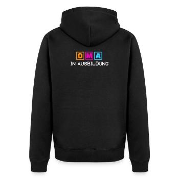 Alte Frau Statement Großmutter Oma Rentnerin - Unisex Premium Bio Zip Hoodie - Schwarz - Hinten - Nico (187cm)