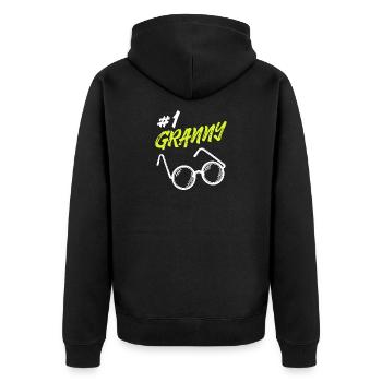 Statement Seniorin Brille Beste Omi Oma Großmutter - Unisex Premium Bio Zip Hoodie - Schwarz - Hinten - Nico (187cm)