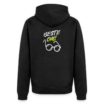 Beste Omi Oma Seniorin Brille Großmutter Statement - Unisex Premium Bio Zip Hoodie - Schwarz - Hinten - Nico (187cm)