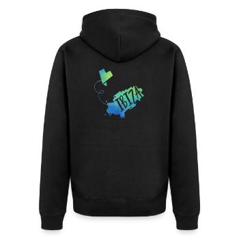Ibiza - Unisex Premium Bio Zip Hoodie - Schwarz - Hinten - Nico (187cm)