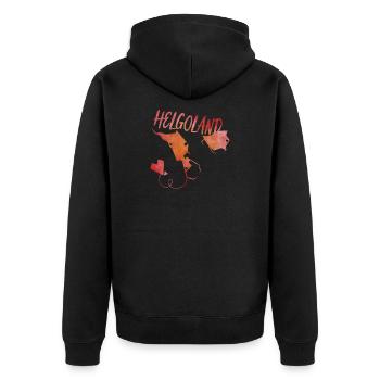 Helgoland - Unisex Premium Bio Zip Hoodie - Schwarz - Hinten - Nico (187cm)