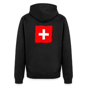 Schweiz Schweizer Fahne Flagge Geschenk - Unisex Premium Bio Zip Hoodie - Schwarz - Hinten - Nico (187cm)