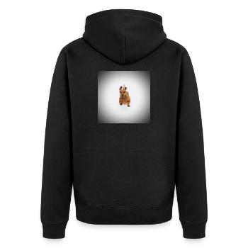 Brown Dachshund - Unisex Premium Organic Zip Hoodie - black - Back - Nico (187cm)